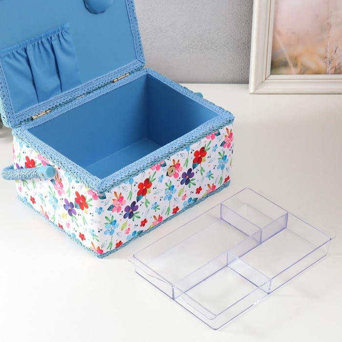 Шкатулка для рукоделия "Цветение на белом" 19х26х14,5 см