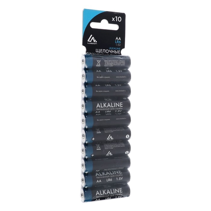 Батарейка алкалиновая (щелочная) Luazon, AA, LR6, блистер, 10 шт