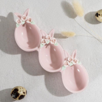 Менажница керамическая 3 ячейки &laquo;Кролик&raquo;, 20&times;7&times;3 см, цвет розовый