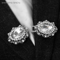 Зажим для кардигана &laquo;Акцент&raquo;, цвет белый в серебре