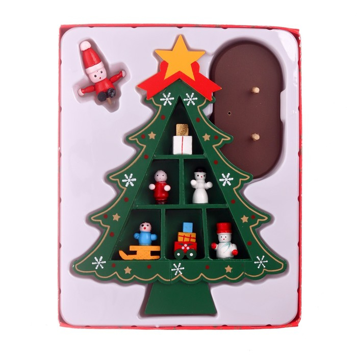 Новогодний сувенир &laquo;Ёлка с ячейками под подарки&raquo;, 14,5 &times; 19,5 см, зелёная