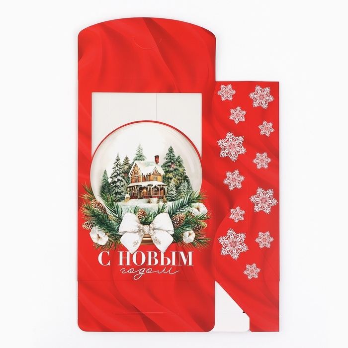 Коробка подарочная новогодняя складная &laquo;Снежный шар&raquo;, 15 х 7 х 22 см, Новый год