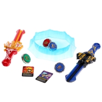 Набор волчков с мечом ULTRA SPIN &laquo;Сражение гладиаторов&raquo;, 4 волчка, 2 устройства запуска, арена