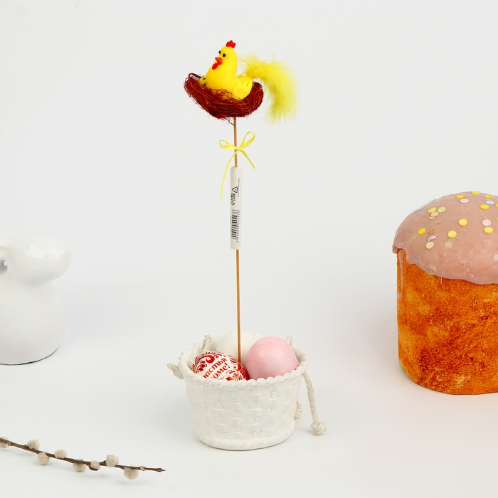 Пасхальный декор на палочке &laquo;Петушок&raquo;, 7 &times; 13 &times; 31 см, в гнёздышке