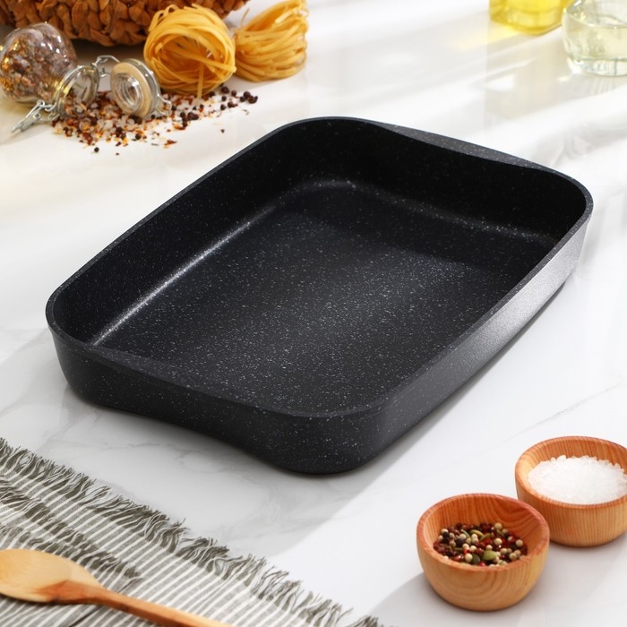 Противень, 36,5&times;26&times;5,5 см, антипригарное покрытие, цвет тёмный мрамор