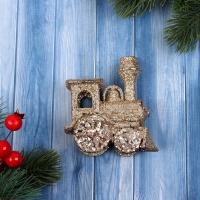 Украшение ёлочное "Паровозик блеск" 9х8 см, золото