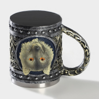 Кружка &laquo;Волк&raquo;, 400 мл, цвет серебристый