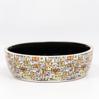 Миска керамическая "Графичная Собаки" 300мл, 12 х 3,5 см, бежево-черная