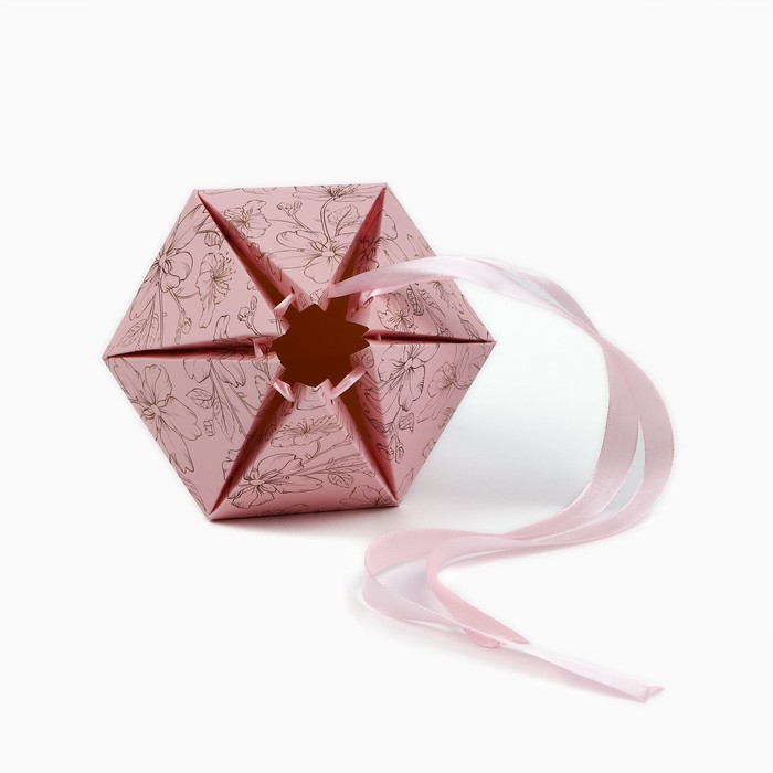 Переноска - шестиугольник для цветов &laquo;Цветочная композиция&raquo;, розовая, 15 х 35 х 15 см