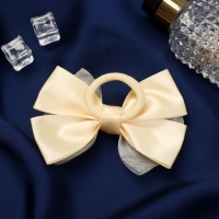 Резинка для волос бант "Школьница" классика двойной, 11х7 см, бежевый Резинка для волос бант "Школьница" классика двойной, 11х7 см, бежевый