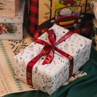 Лента атласная с тиснением «С Новым годом», 25 мм, 23 ± 1 м, цвет бордовый Лента атласная с тиснением «С Новым годом», 25 мм, 23 ± 1 м, цвет бордовый