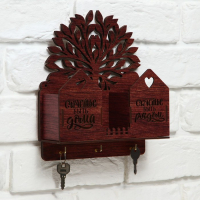 Ключница настенная с полкой &laquo;Счастье быть дома&raquo;.