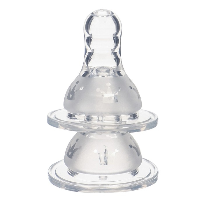 Соска на  бутылочку, антиколиковая, от 6 мес., M&B "Корона", классическое горло,  быстрый поток, 2+1 шт