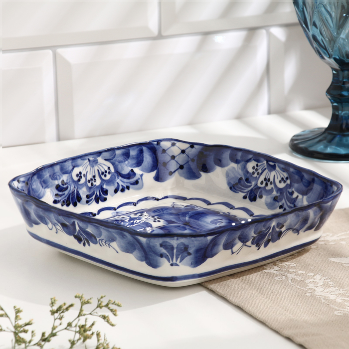 Блюдо &laquo;Сухарница&raquo;, гжель, микс