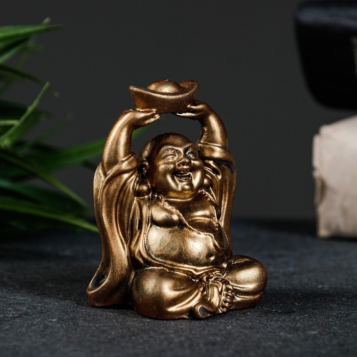 Фигура Фигура "Хотей со слитком" бронза, 7х5х4см