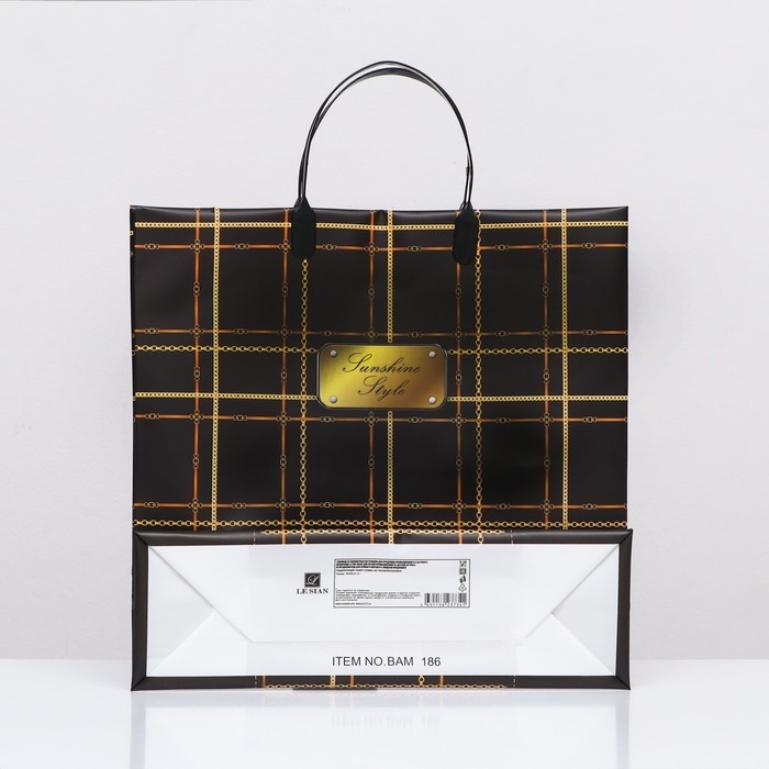 Пакет Пакет "Черно-золотая клетка", мягкий пластик, 30 x 30 см, 120 мкм