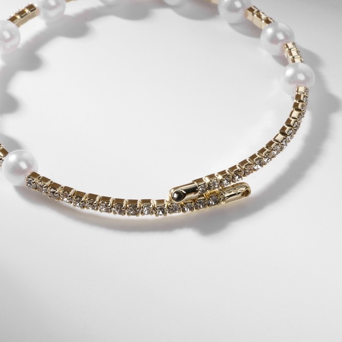 Браслет жемчуг &laquo;Ноэль&raquo; шар №4, цвет белый в золоте, d=6 см