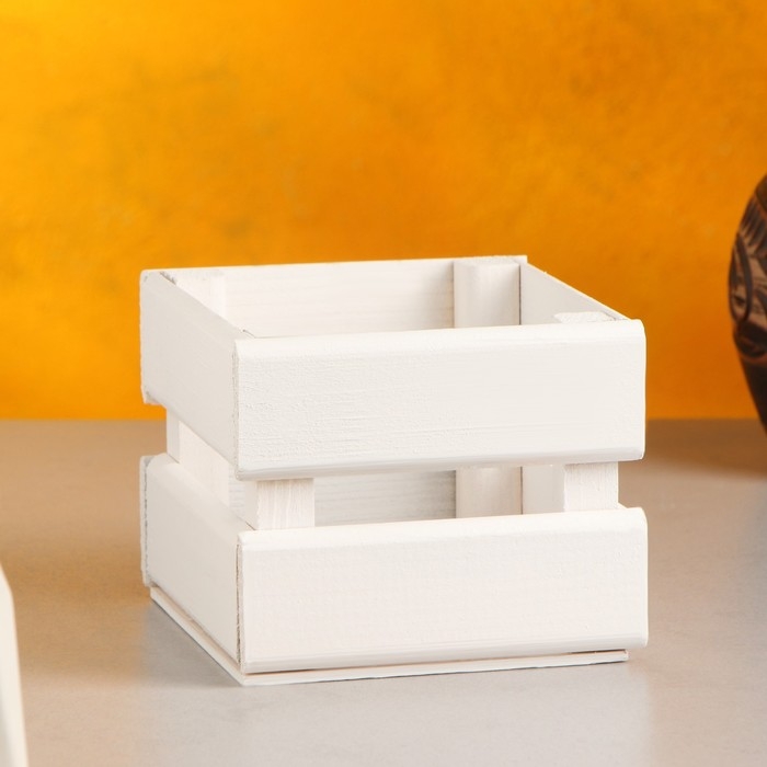 Кашпо деревянное 12&times;11&times;9 см "Однушка Лайт", двухреечное, белый Дарим Красиво