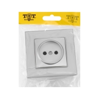 Розетка одноместная TOT Glossy Glass, 10 А, скрытая, без з/к, стекло, серебристая Розетка одноместная TOT Glossy Glass, 10 А, скрытая, без з/к, стекло, серебристая