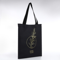 Шопер "Эко", 35х0,5х40, принт с блёстками, без подклада, чёрный Шопер "Эко", 35х0,5х40, принт с блёстками, без подклада, чёрный