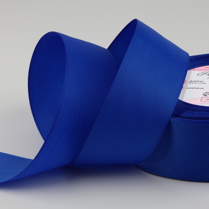 Лента репсовая, 40 мм, 23 &plusmn; 1 м, цвет синий №40