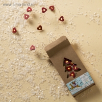 Гирлянда &laquo;Нить&raquo; 2 м роса с насадками &laquo;Сердце&raquo;, IP20, серебристая нить, 20 LED, батарейки ААх2 (нет в комплекте), свечение тёплое белое