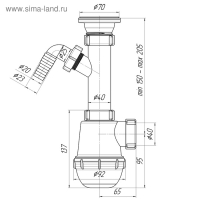 Сифон для мойки "АНИ Пласт" Грот A1000, 1 1/2"х40 мм, с нерж решеткой d=70 мм, с отводом Сифон для мойки "АНИ Пласт" Грот A1000, 1 1/2"х40 мм, с нерж решеткой d=70 мм, с отводом