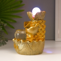 Фонтан настольный от сети, подсветка "Листья и слитки золота" золото 21х15х12 см Фонтан настольный от сети, подсветка "Листья и слитки золота" золото 21х15х12 см