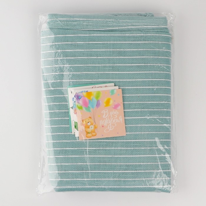 Мешковина упаковочная с нанесением &laquo;С Днём Рождения!&raquo; с открытками , 0,5 х 4 м