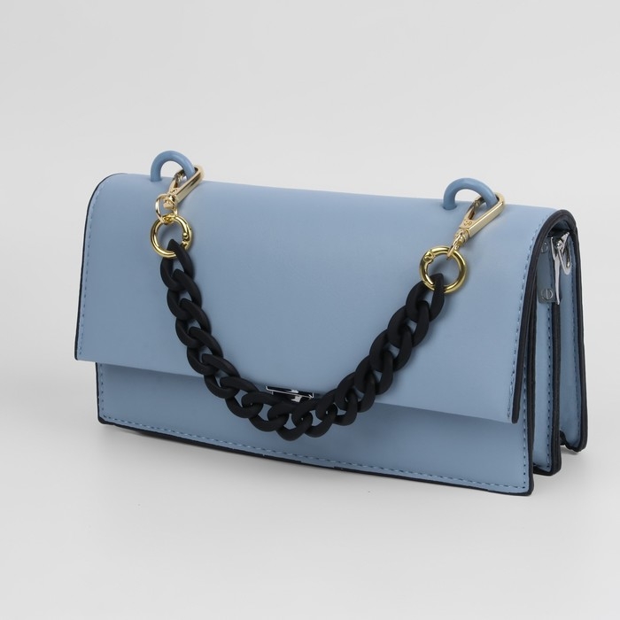 Цепочка для сумки, с карабинами, пластиковая, 23 &times; 17 мм, 30 см, цвет чёрный/золотой