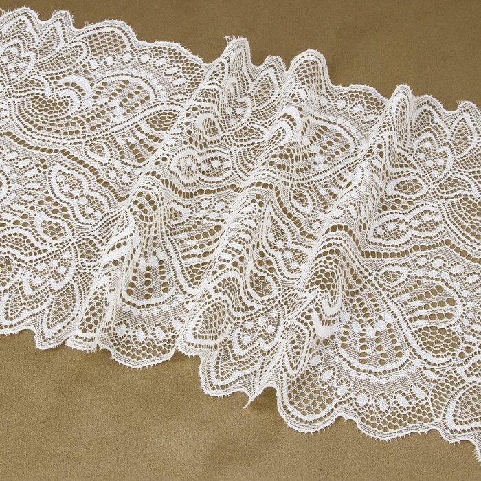 Кружевная эластичная ткань, 210 мм &times; 2,7 &plusmn; 0,5 м, цвет белый