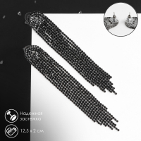 Серьги висячие со стразами &laquo;Рассвет&raquo; цветочный, цвет изумрудно-белый в золоте, 12,5см