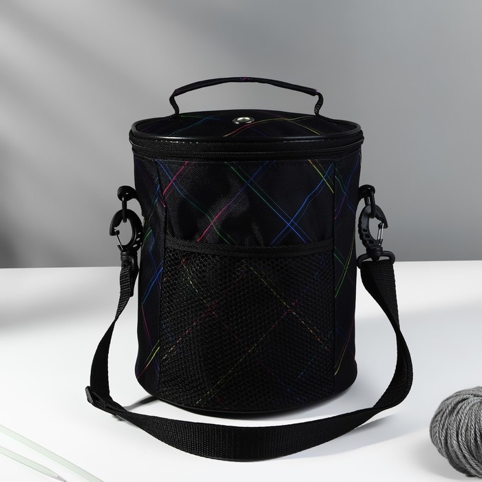 Сумка-футляр &laquo;Неон&raquo;, 2 люверса, d = 21 &times; 23 см, цвет чёрный/разноцветный