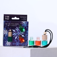 Ароматизаторы в машину новогодние &laquo;Исполнения желаний&raquo; на Новый год, свежесть, новая машина, бабл-гам (набор 3 шт)