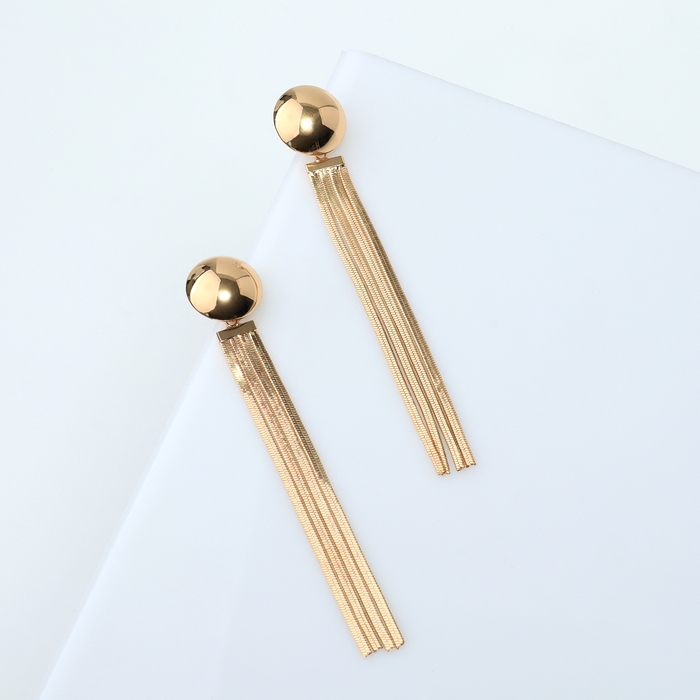 Серьги висячие &laquo;Водопад&raquo; 4 нити мини, цвет золото