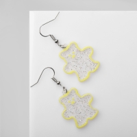 Серьги акрил &laquo;Мишка&raquo; в блёстках, цвет радужно-жёлтый в серебре