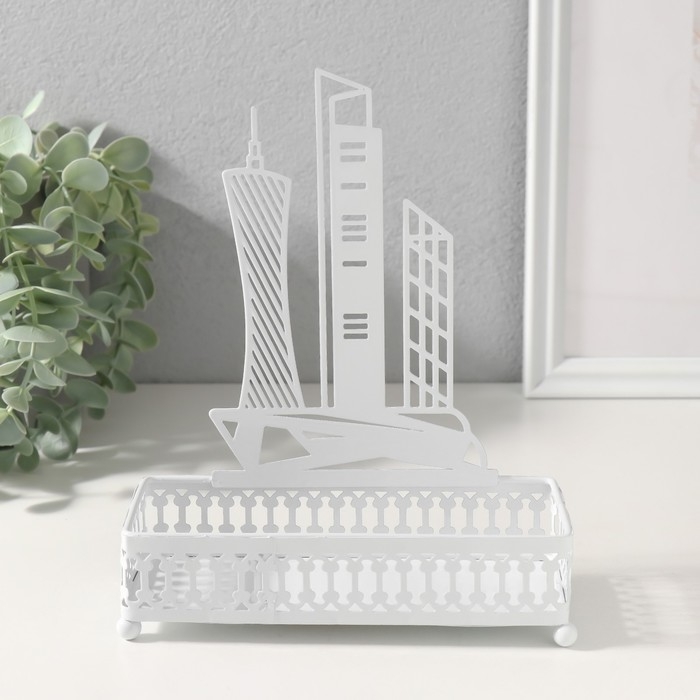 Подставка интерьерная металл Подставка интерьерная металл "Город" белый 6,3х14,5х18,5 см