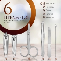 Набор маникюрный &laquo;Париж&raquo;, 6 предметов, в футляре, рисунок МИКС