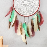 Ловец снов "Кружево Цветок" зелёно-коричневый 24х45 см Ловец снов "Кружево Цветок" зелёно-коричневый 24х45 см