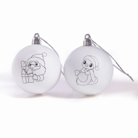 Ёлочные шары под раскраску на новый год «Змея с подарком», d = 5,5 см, новогодний набор для творчества Ёлочные шары под раскраску на новый год «Змея с подарком», d = 5,5 см, новогодний набор для творчества