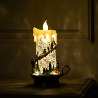 Светодиодная свеча со снеговиками, 14 &times; 23 &times; 12 см, пластик, батарейки ААх3 (не в комплекте), USB, свечение тёплое белое