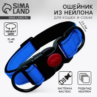 Ошейник с подкладом из нейлона с фастексом 2,5 см, ОШ 31-48 см, синий Ошейник с подкладом из нейлона с фастексом 2,5 см, ОШ 31-48 см, синий