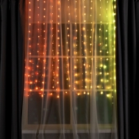 Умная гирлянда «Занавес» 2 × 1.5 м роса, IP20, серебристая нить, 300 LED, пульт ДУ, приложение, свечение RGB, USB Умная гирлянда «Занавес» 2 × 1.5 м роса, IP20, серебристая нить, 300 LED, пульт ДУ, приложение, свечение RGB, USB