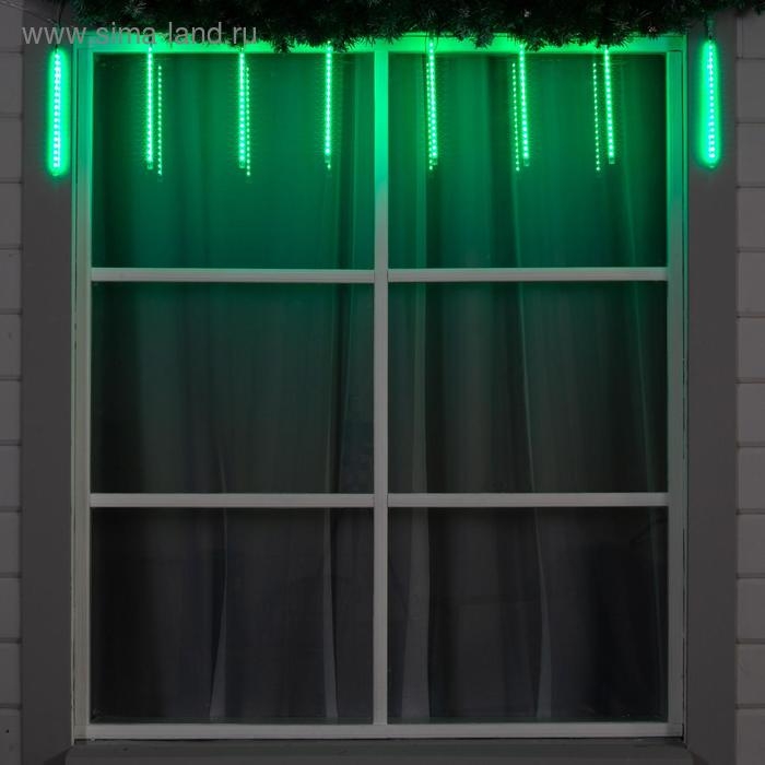 Гирлянда &laquo;Сосульки&raquo; 2.5 &times; 0.3 м, IP65, прозрачная нить, 192 LED, свечение зелёное с эффектом стекания, 12 В