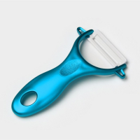 Набор кухонный на подставке &laquo;Изгиб&raquo;, 5 предметов: 4 ножа, 7,5 см, 10 см, 13 см, 15 см, овощечистка, цвет синий