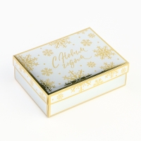 Коробка подарочная новогодняя складная &laquo;Снежинки&raquo;, 21 х 15 х 7 см, Новый год