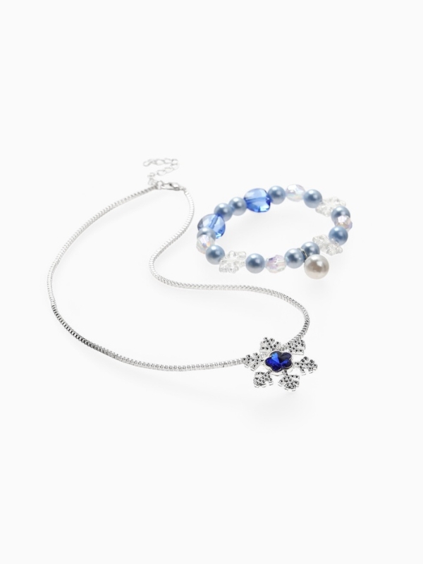 Набор детский "Выбражулька" 2 пр-та: кулон, браслет, зимняя принцесса, цвет бело-голубой