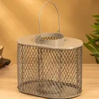 Подсвечник фонарь со стеклянной колбой 19,5х23х15,5 см, d 10 см, металл, цв. серый