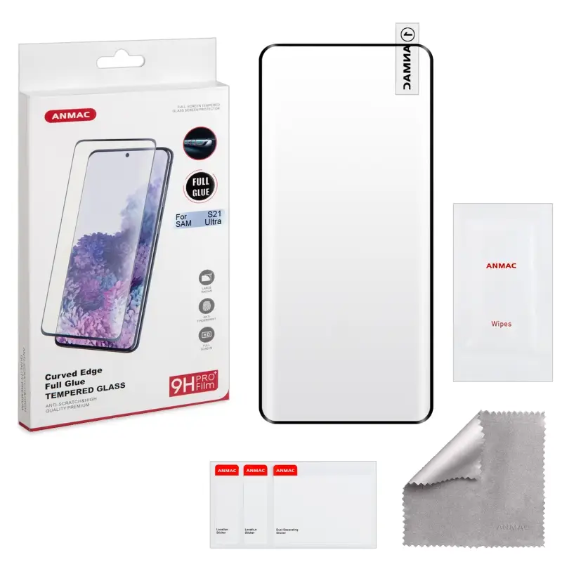 Защитное стекло Samsung S21 Ultra Full Glue (полный клей) ANMAC Арт.1137372