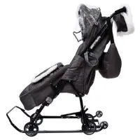 Санки - коляска &laquo;Наши детки 6&raquo;, чехол для ног, муфта, сумка, принт с ламой, серый